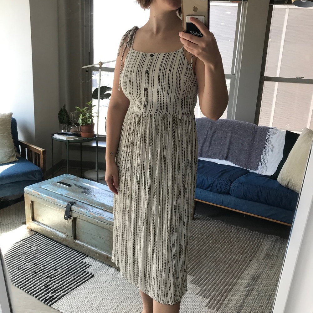 black & white striped midi dress